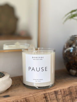 Pause intention candle BOHINDI quartz crystal