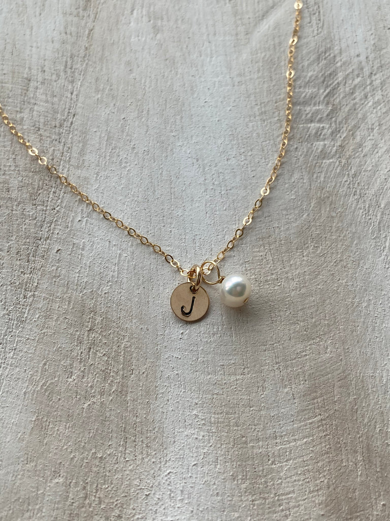 Moonglow Gold-Plated Initial Pearl Necklace | Vintouch Jewels