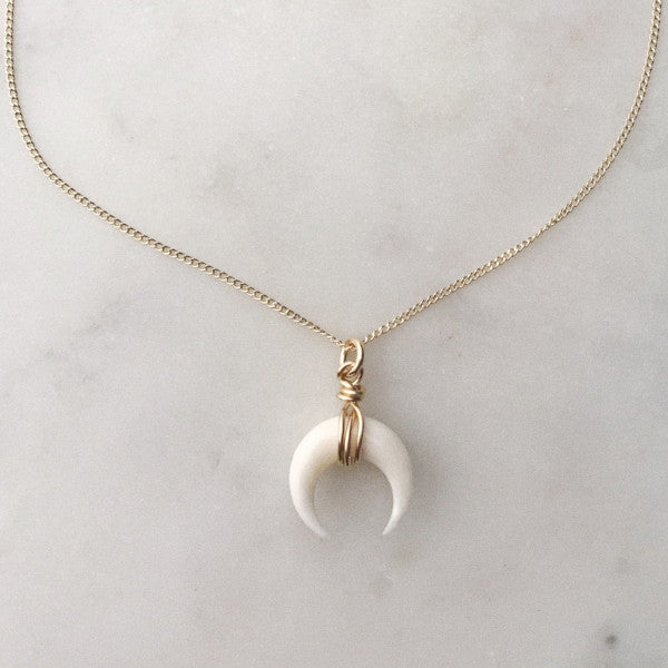 White crescent 2025 horn necklace
