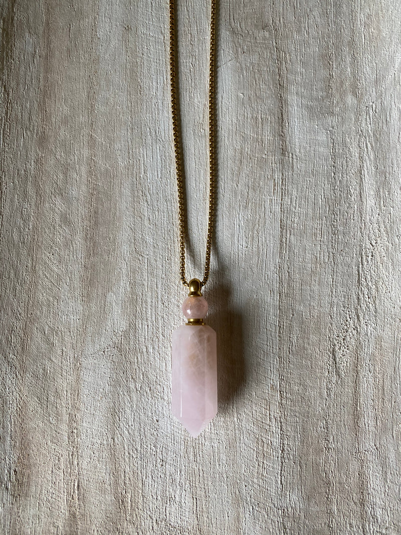 PEACE | Crystal Rose Quartz Point Necklace Sterling Silver